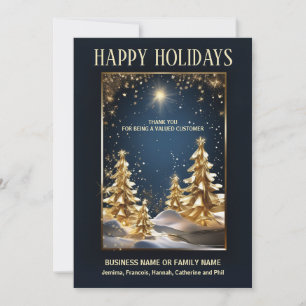 Luxurious business gold christmas tree photo logo holiday card