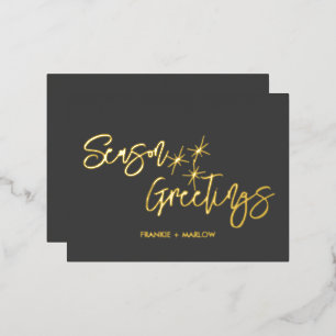 Luxurious Business Logo Season Greetings Real Gold Foil Holiday Postcard