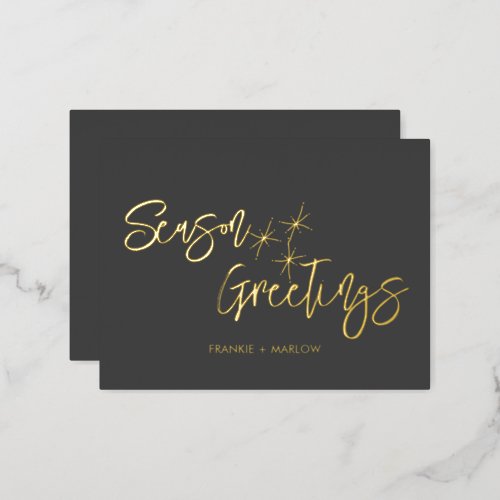 Luxurious Business Logo Season Greetings Real Gold Foil Holiday Postcard