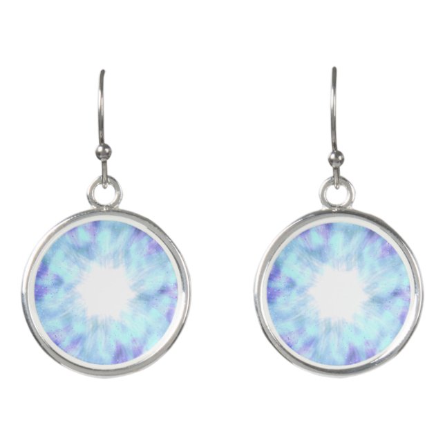 Luxurious Celestial Blue Glow Radiant Nebula Earrings (Front)