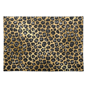 LUXURIOUS CHAMPAGNE GOLD LEOPARD CLOTH PLACEMAT
