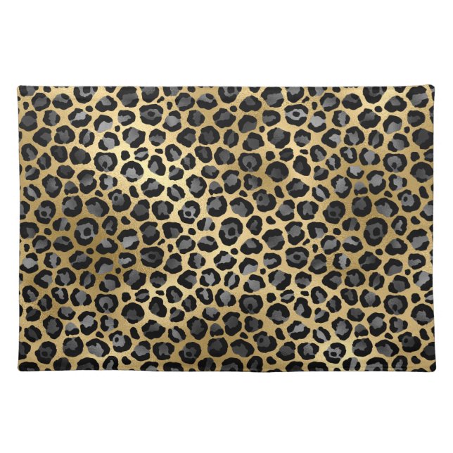 LUXURIOUS CHAMPAGNE GOLD LEOPARD CLOTH PLACEMAT (Front)