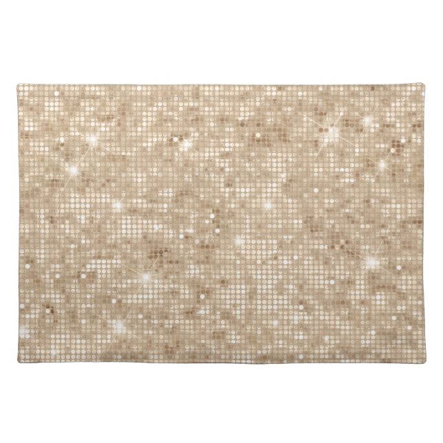 LUXURIOUS CHAMPAGNE GOLD SPARKLE  CLOTH PLACEMAT (Front)