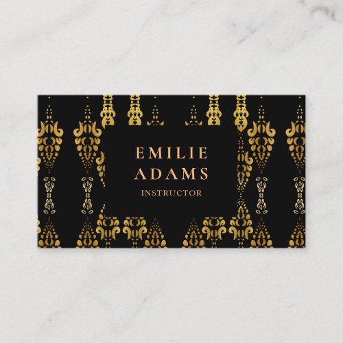 Luxurious Chic Black and Faux Gold Ornamental Business Card