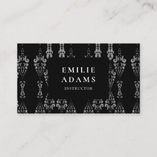 Luxurious Chic Silver Black and White Ornamental Business Card