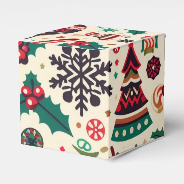 Luxurious Christmas Season Pattern  Favor Boxes (Front Side)