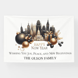Luxurious Cityscape New Year’s Greeting Banner