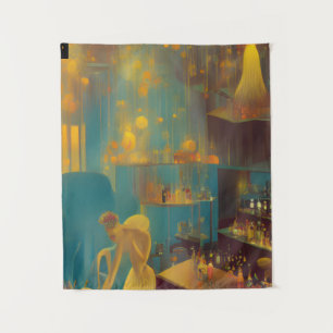 Luxurious Cocktail Lounge Scene Tapestry