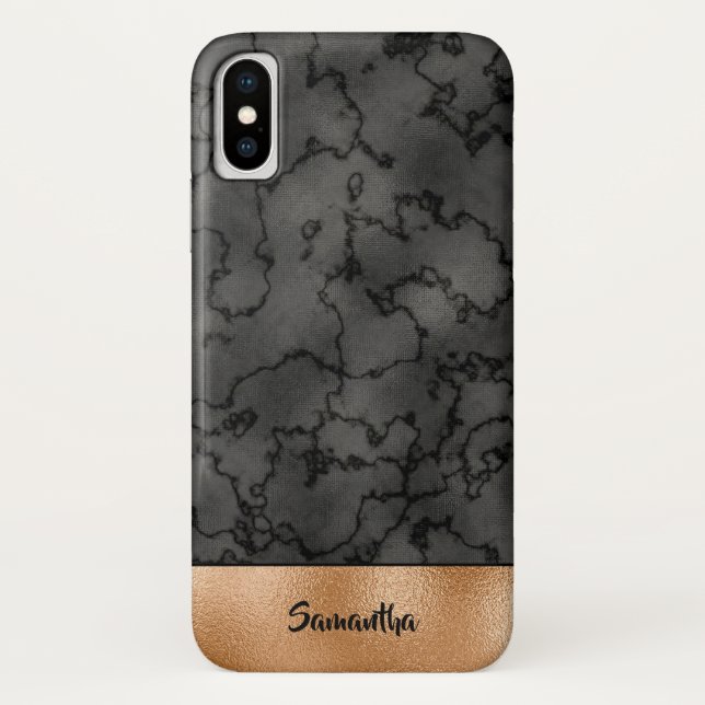 Luxurious Copper and Black Marbled Pattern Case-Mate iPhone Case (Back)