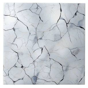 Luxurious Cracked White Marble Ceramic Tile