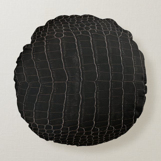 Luxurious crocodile leather: textile texture. round pillow (Front)