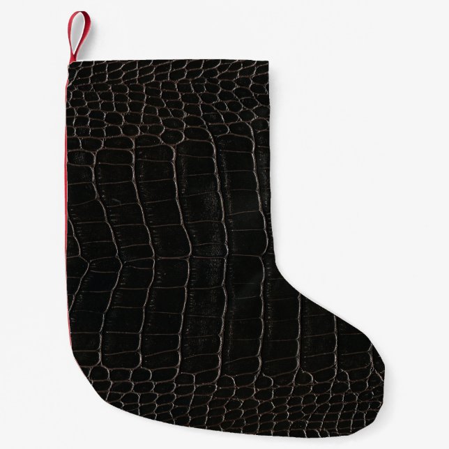 Luxurious crocodile leather: textile texture. small christmas stocking (Front)