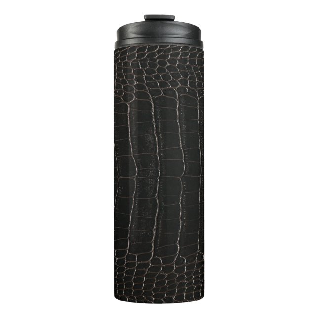 Luxurious crocodile leather: textile texture. thermal tumbler (Front)
