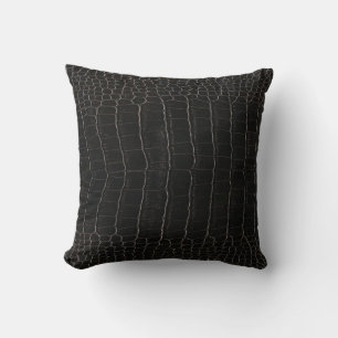 Luxurious crocodile leather: textile texture. throw pillow