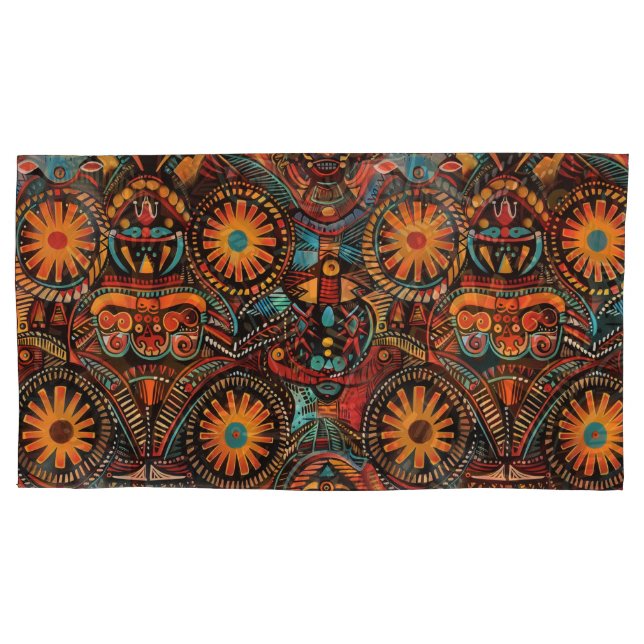 Luxurious Cyan "Timeless Ancestral Imprint" King P Pillow Case (Front)