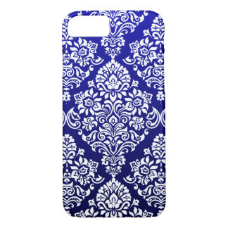 Luxurious Damask Pattern on Gorgeous Blue iPhone 8/7 Case