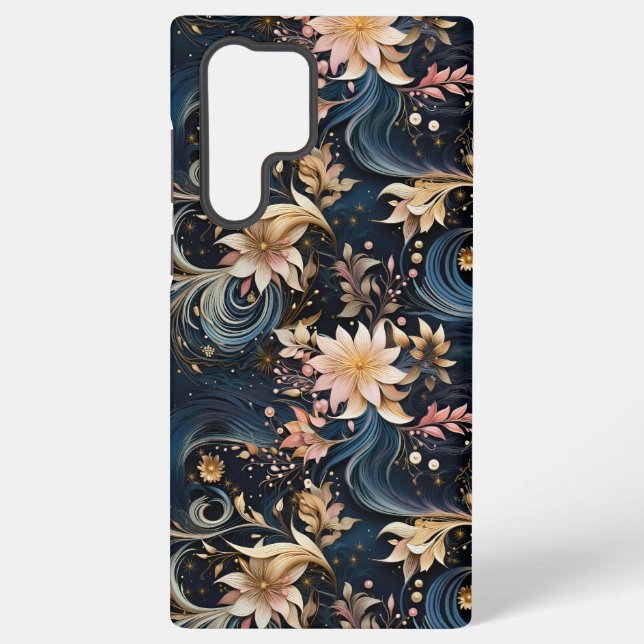 Luxurious Dark Blue Botanical Garden Samsung Galaxy Case (Back)