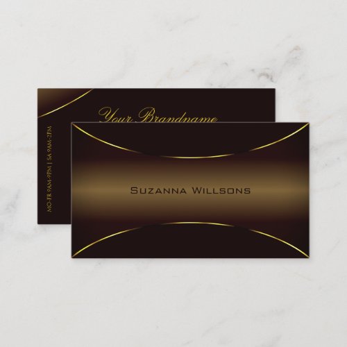 Luxurious Dark Brown with Gold Border Professional Business Card