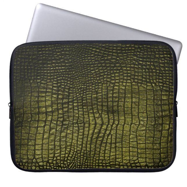 Luxurious dark crocodile skin texture. laptop sleeve (Front)