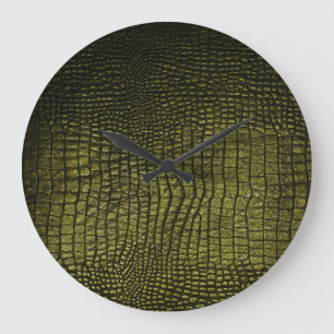 Luxurious dark crocodile skin texture. large clock