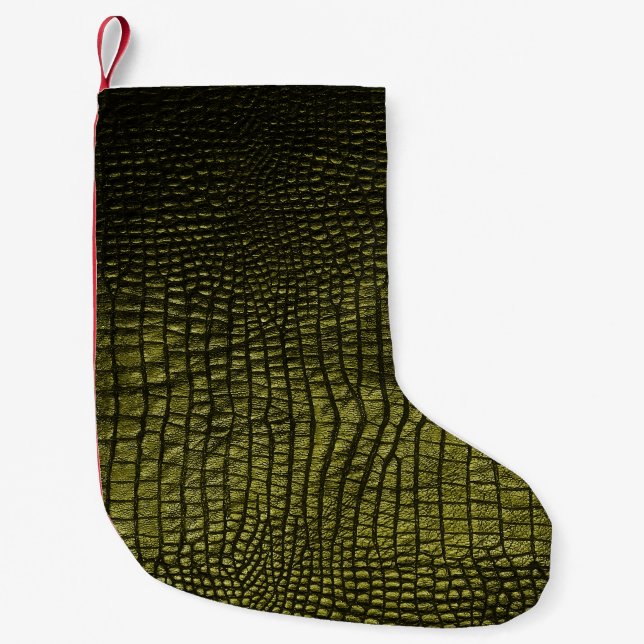 Luxurious dark crocodile skin texture. small christmas stocking (Front)
