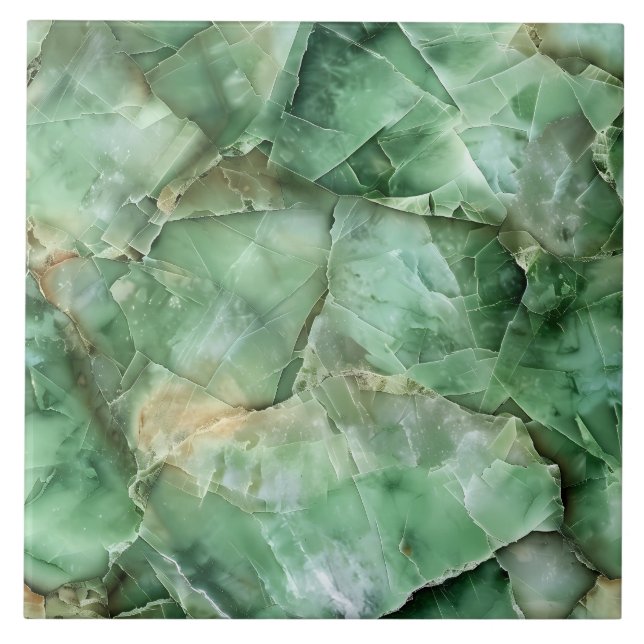 Luxurious Dark Green Gemstone Modern Aesthetic Ceramic Tile (Front)