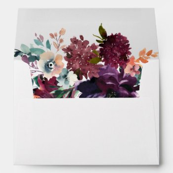 Luxurious Dark Watercolor Floral Return Address Envelope