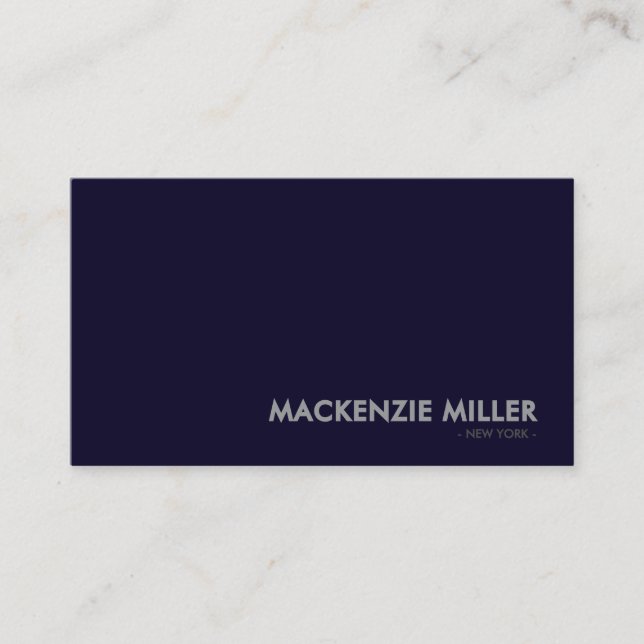 Luxurious Deep Navy Blue Monochrome Business Card (Front)