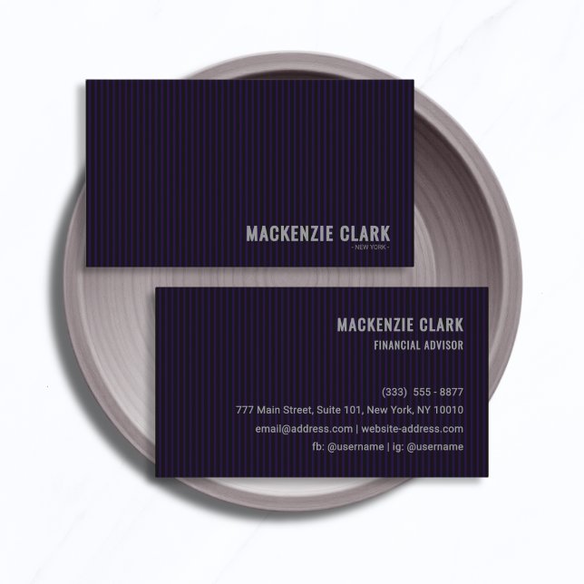 Luxurious Deep Purple Pinstripe Business Card (Creator Uploaded)