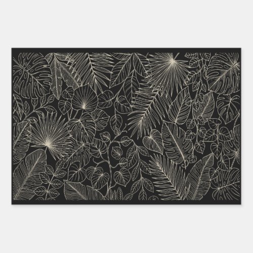 Luxurious design with a tropical leaf pattern wrapping paper sheets