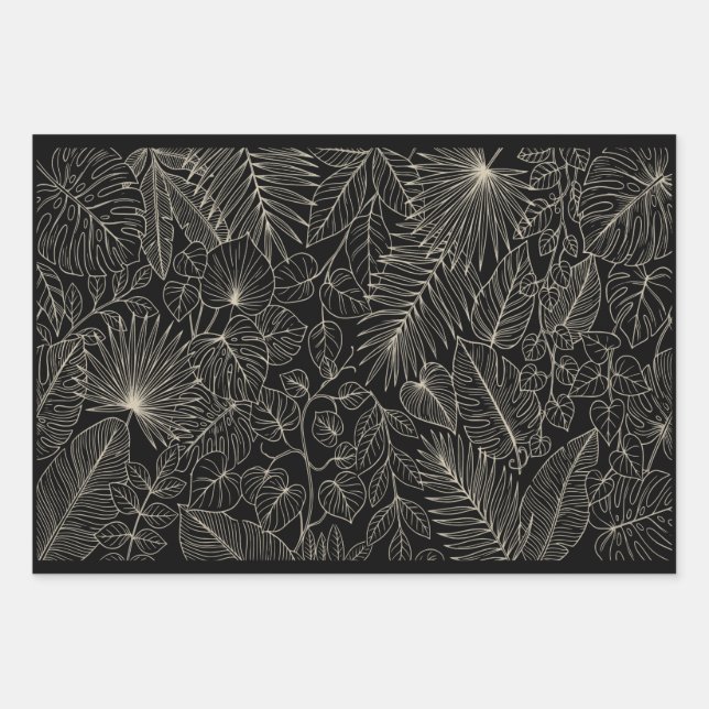 Luxurious design with a tropical leaf pattern wrapping paper sheets (Front)