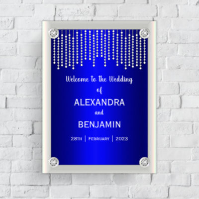 Luxurious Diamonds and Pearls Blue Wedding Welcome