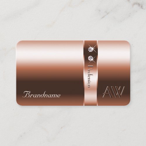 Luxurious Diamonds Rose Gold Effect with Initials Business Card