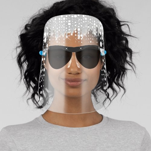 Luxurious Diva Silver Glitter Hair and Sunglasses Face Shield