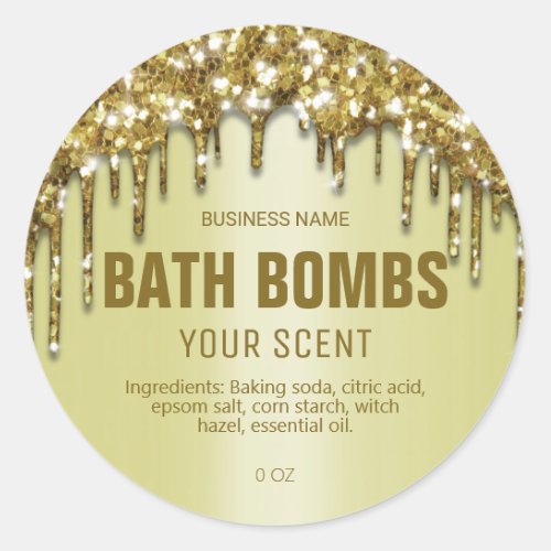 Luxurious Dripping Gold Glitter Bath Bomb Labels