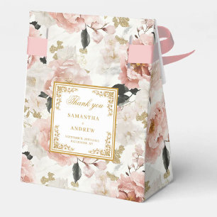 Luxurious Dusty Pink Ivory Gold Wedding Favor Box