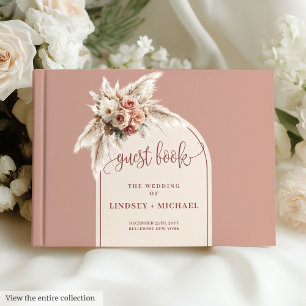 Luxurious Dusty Pink Pampas Arch Floral Wedding Guest Book
