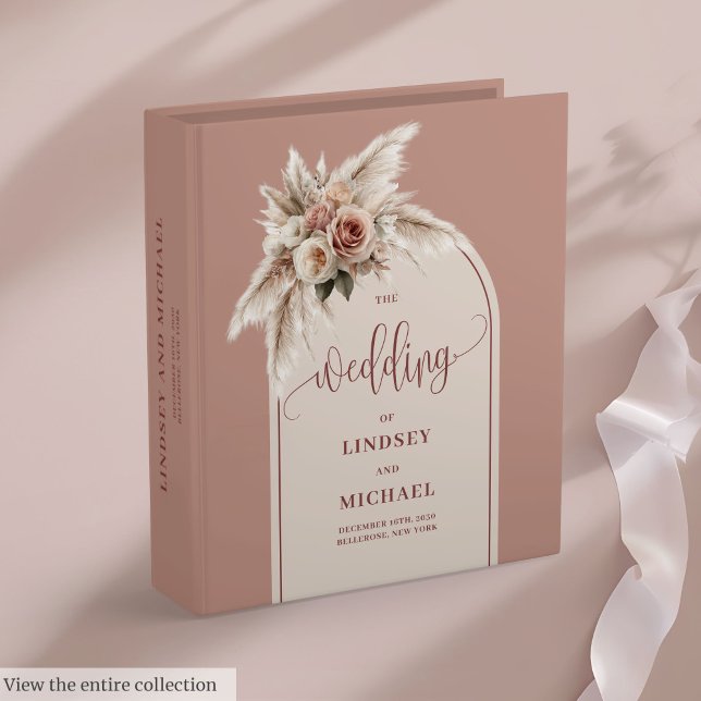 Luxurious Dusty Pink Pampas Floral Memory Album 3 Ring Binder (Luxurious Dusty Pink Pampas Floral Memory Album)
