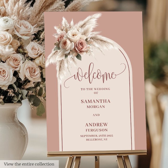 Luxurious Dusty Pink Pampas Floral Welcome Poster (Luxurious Dusty Pink Pampas Floral Welcome Poster

)