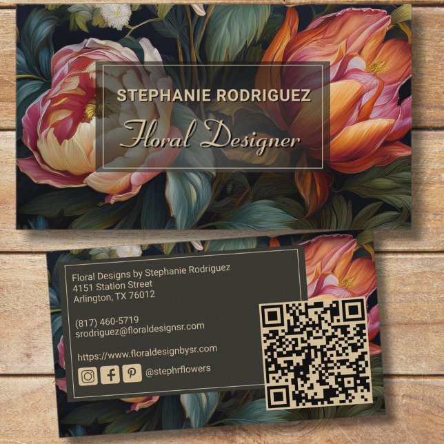 Luxurious Dutch Floral Painting Floral Design  Business Card (Creator Uploaded)