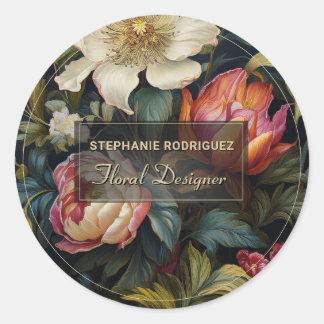 Luxurious Dutch Floral Painting Floral Design Classic Round Sticker