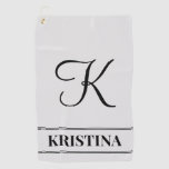 [ Thumbnail: Luxurious Editable Name and Initial Golf Towel ]