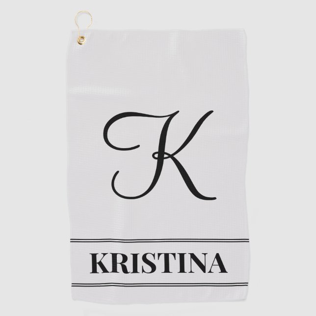 Luxurious Editable Name and Initial Golf Towel (Front)
