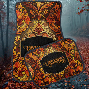 Luxurious, Elaborate, Autumn Vintage Car Floor Mat