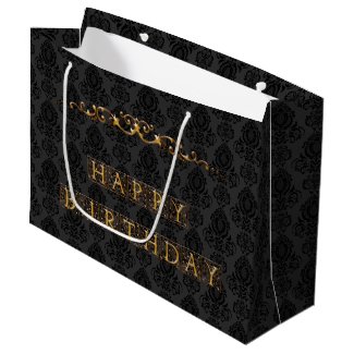 Luxurious, Elegant Black and Gold Happy Birthday