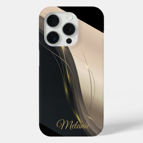 Luxurious Elegant black beige gold professional iPhone 15 Pro Case
