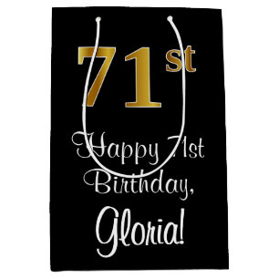 Luxurious, Elegant, Faux Gold Look 71st Birthday Medium Gift Bag