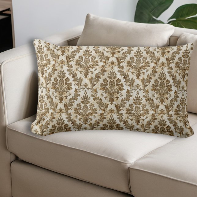 Luxurious Elegant Ivory Damask Lumbar Pillow (Creator Uploaded)