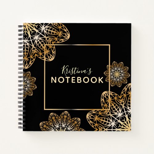 Luxurious Elegant Metallic Faux Gold Mandalas Notebook