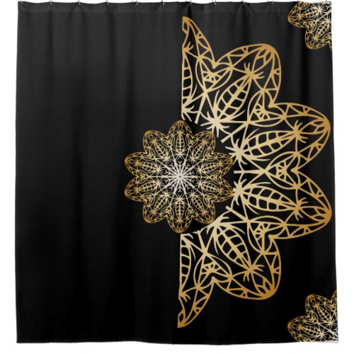Luxurious Elegant Metallic Faux Gold Mandalas Shower Curtain